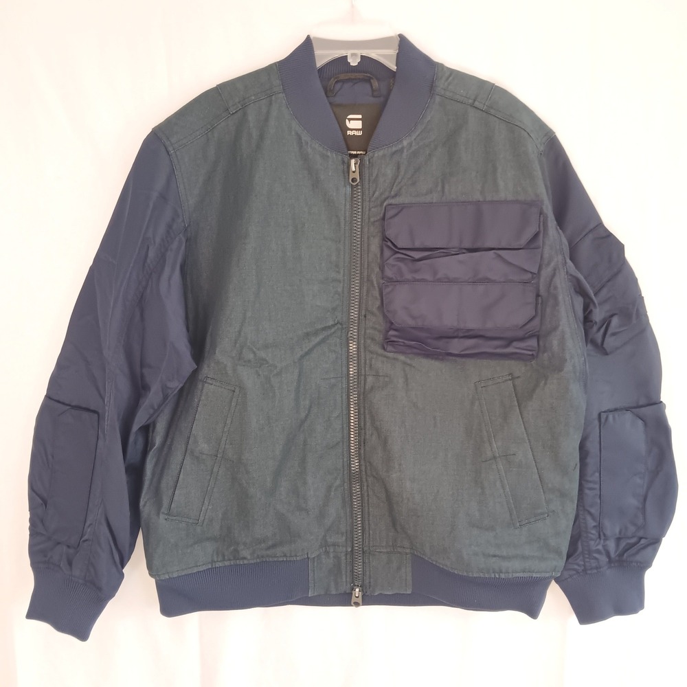 G-Star Raw Mens Chest Pocket PM Bomber Jacket XL Blue NWT D21054-C143-C423 22